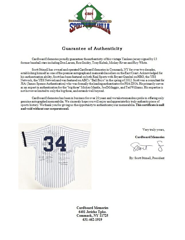 13 MLB Stars & Legends Signed Inscribed Vintage Yankees Jersey Larsen Guidry COA Image 10