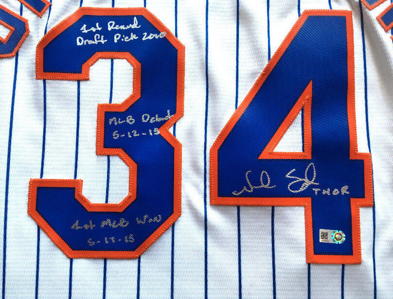 Noah Syndergaard Mets signed 4 stat jersey THOR Debut autograph