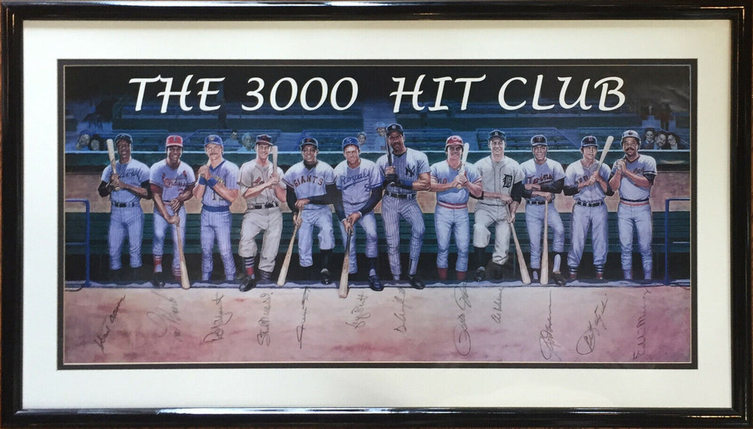 3000 Hit Club Signed Ron Lewis Poster 12 Auto Hank Aaron Willie Mays COA Image 3
