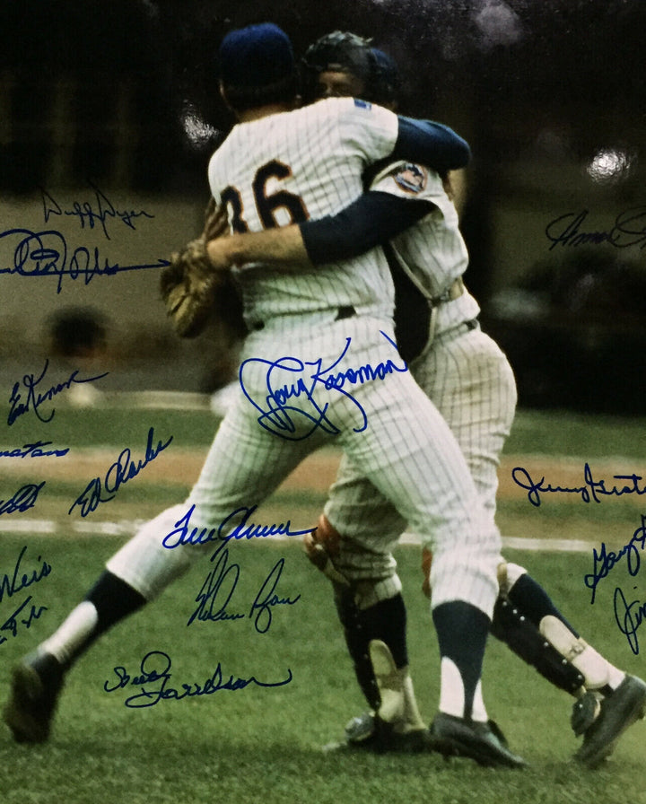 1969 NY Mets WS Team signed 16x20 Photo Framed 19 Auto Nolan Ryan Tom Seaver PSA Image 7