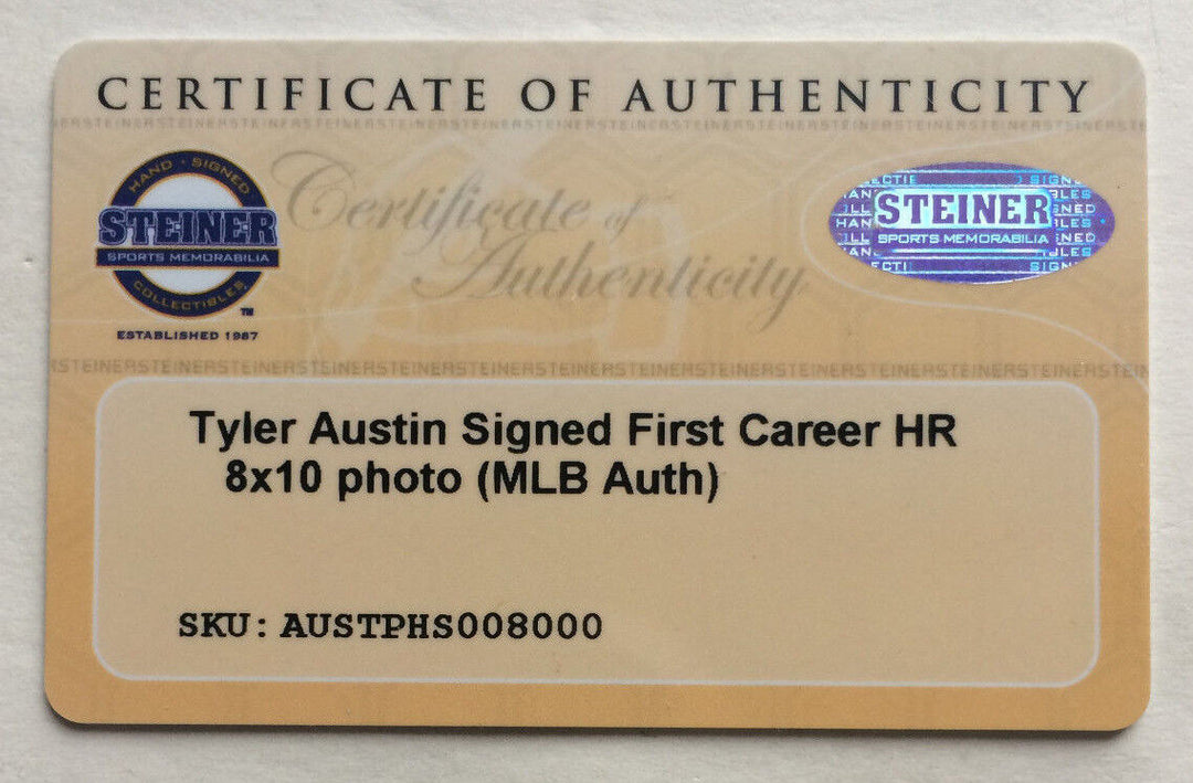 Tyler Austin signed 8x10 photo Yankees Rookie 1st MLB AT BAT HR auto Steiner COA Image 5
