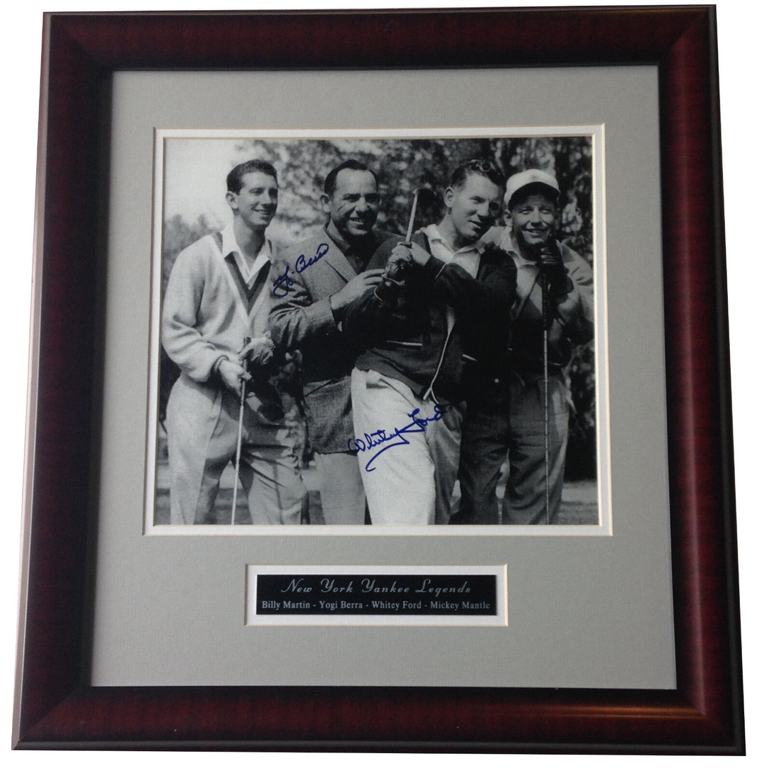 Yogi Berra Whitey Ford Yankees signed 12x11 photo framed plaque auto HOF CBM COA Image 1