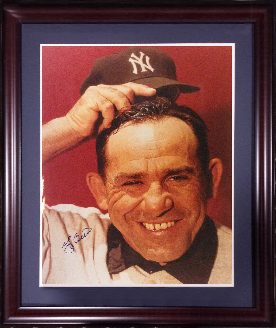 Yogi Berra NY Yankees signed 10x14 framed 1957 Famous photo Mt auto HOF CBM COA Image 1