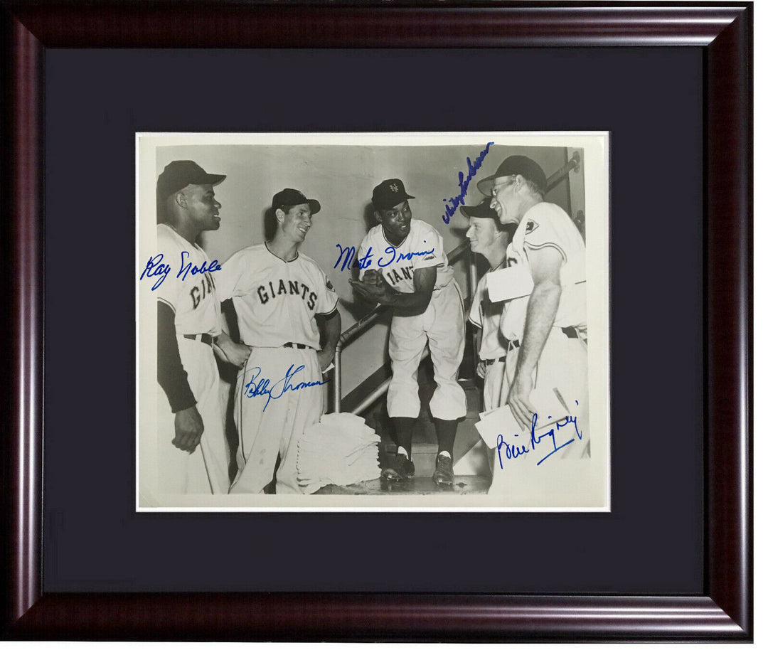 Monte Irvin Bobby Thomson Ray Noble Giants signed 5 auto 8x10 photo framed COA Image 1