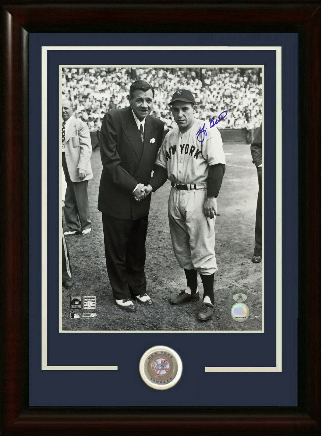 Yogi Berra signed 11x14 Babe Ruth 1948 photo framed Yankees  Mint Auto Holo COA Image 1