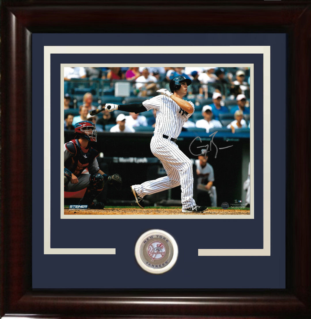 Greg Bird signed 8x10 1st HR photo framed Yankees coin autograph Steiner COA Image 1