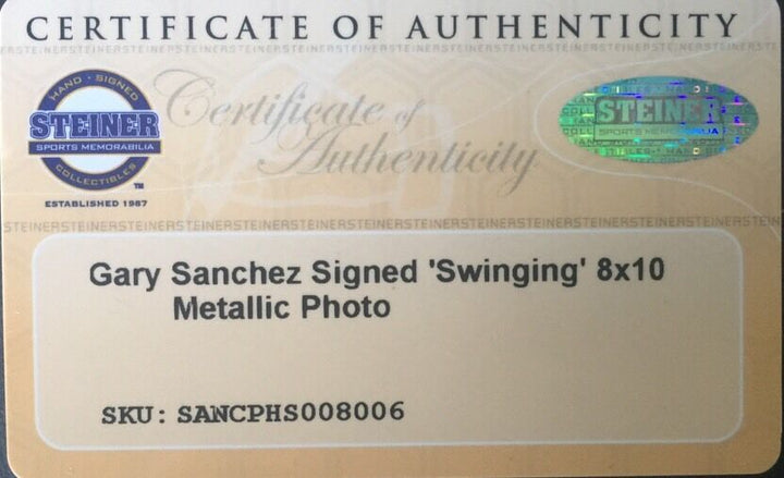 Gary Sanchez Yankees signed 8x10 Metallic photo Gold ROOKIE auto framed Steiner Image 10