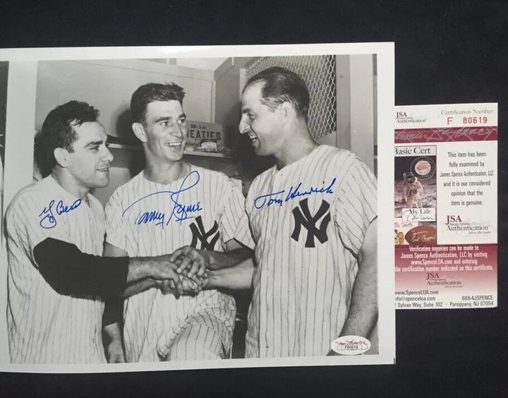 Yogi Berra Tommy Byrne Henrich yankees Signed Vintage 8x10 photo JSA coa WS Image 4