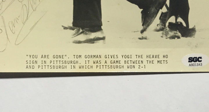 Yogi Berra Tom Gorman ejection dual signed 8x10 original wire photo SGC 1/1 Image 7