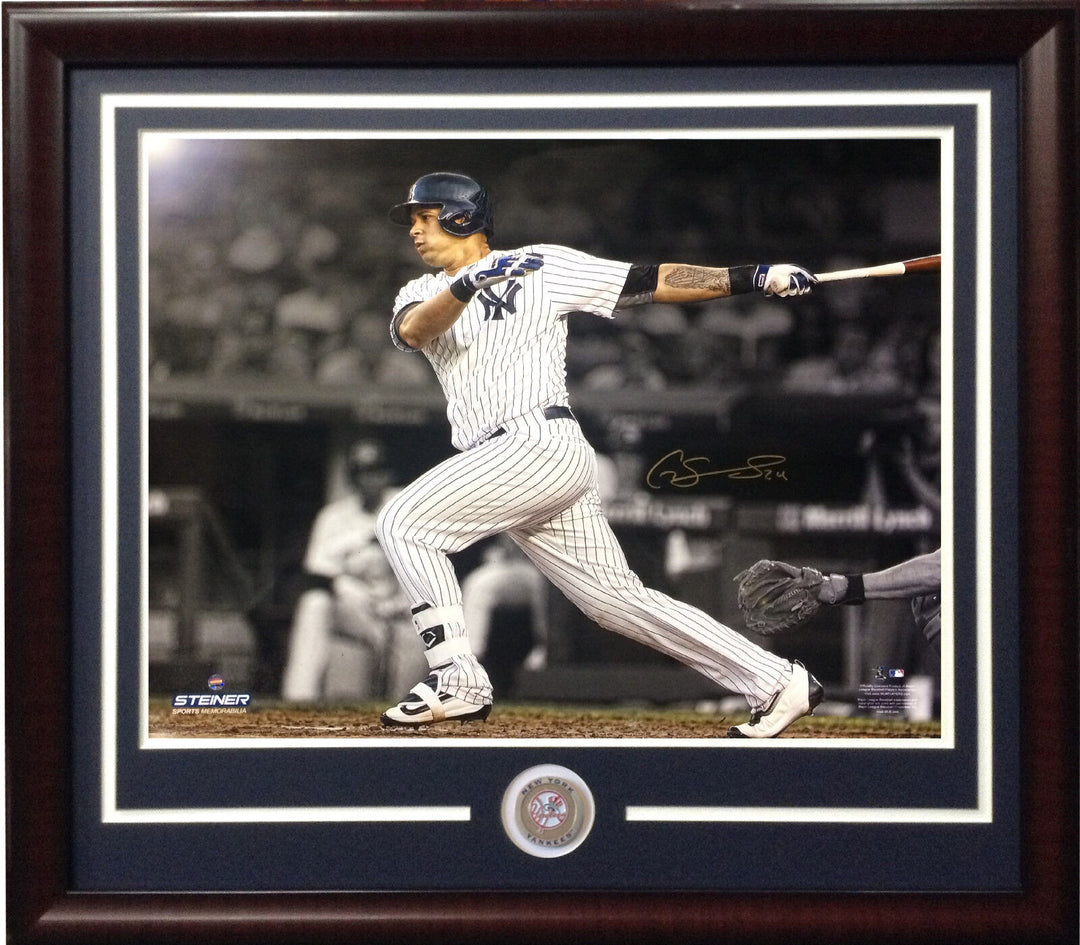 Gary Sanchez signed 16x20 spotlight photo framed Yankees coin auto Steiner COA Image 1