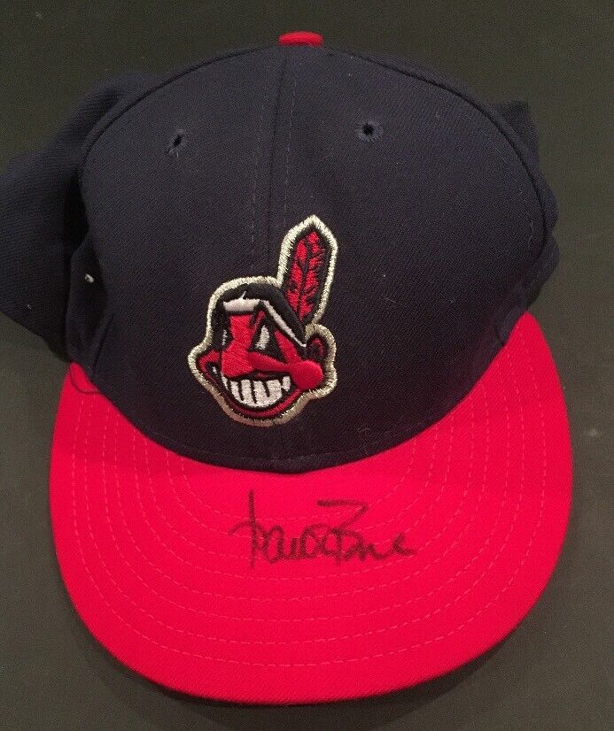 aaron boone signed game used Indians baseball hat autograph CBM COA yankees mgr Image 2