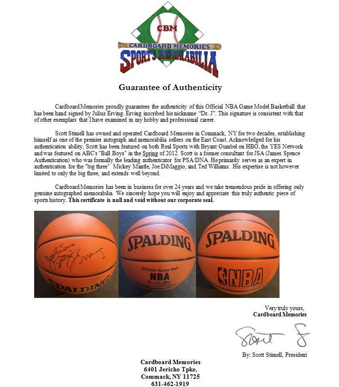 Julius Erving Nets 76ers signed NBA Pro game basketball INS Dr J auto CBM COA Image 5