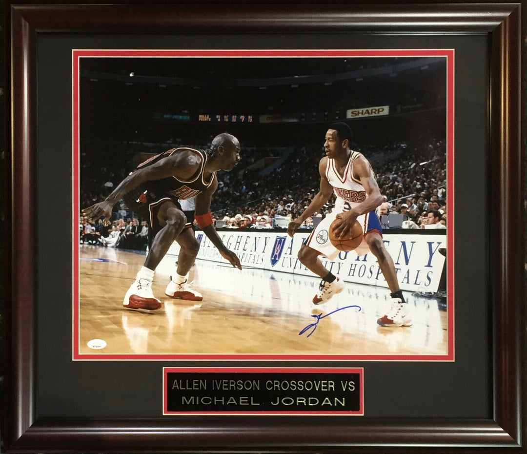 Allen Iverson signed 16x20 Michael Jordan photo framed autograph HOF JSA COA Image 1