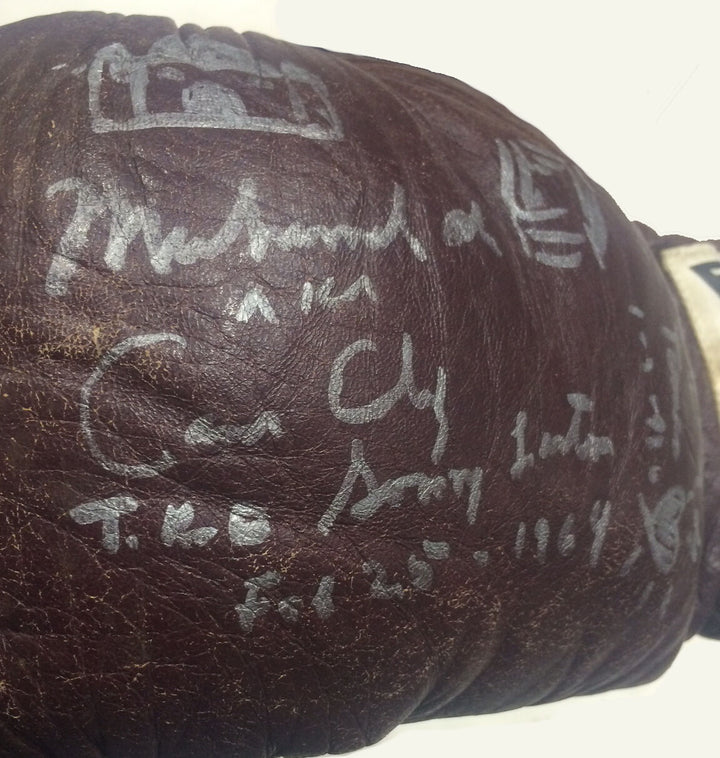 Muhammad Ali Signed Cassius Clay boxing glove Inscribed w/ Drawings 1/1 PSA auto Image 2