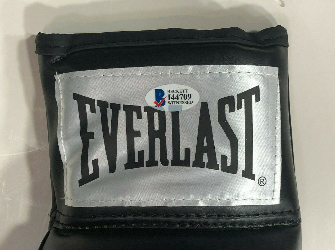 Floyd Mayweather signed black Everlast boxing glove pair auto Beckett BAS COA  Image 5