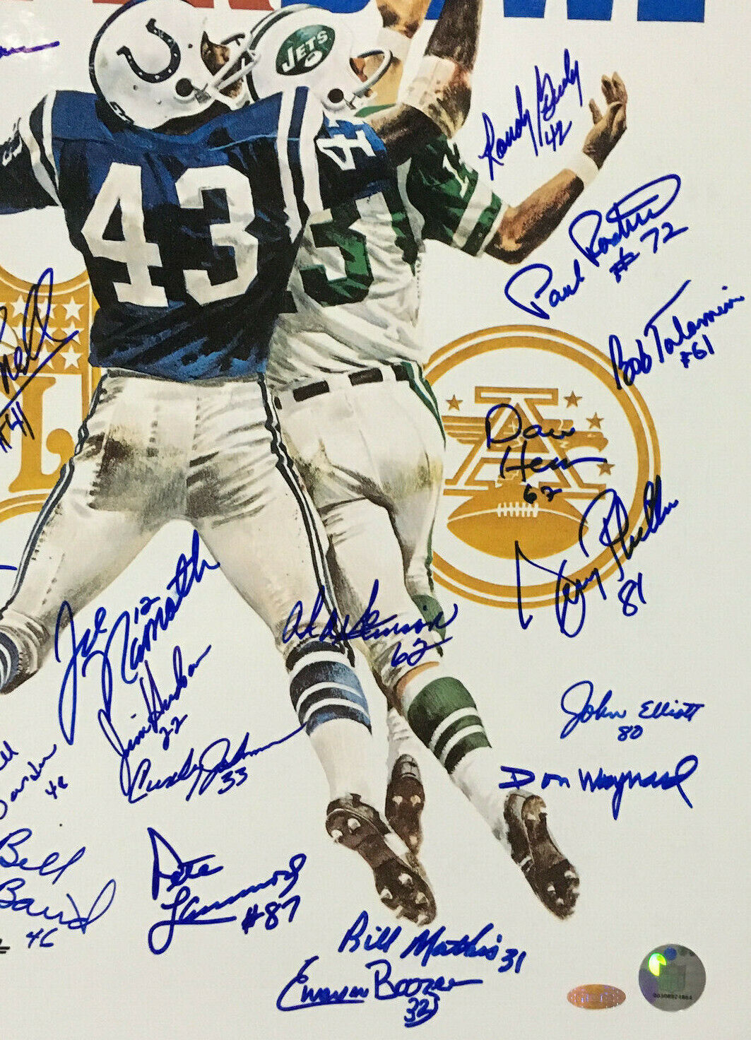 1969 New York Jets 24 Signed Framed 16x20 Namath Close Up Photo Fanatics Steiner