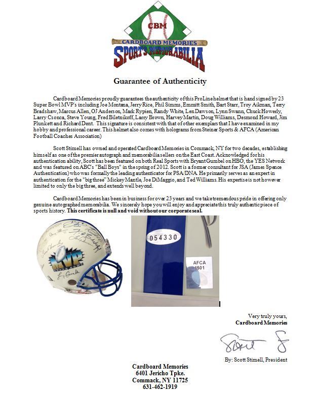 Super Bowl MVP signed ProLine helmet 23 auto Montana Rice Aikman E SMITH STEINER Image 10