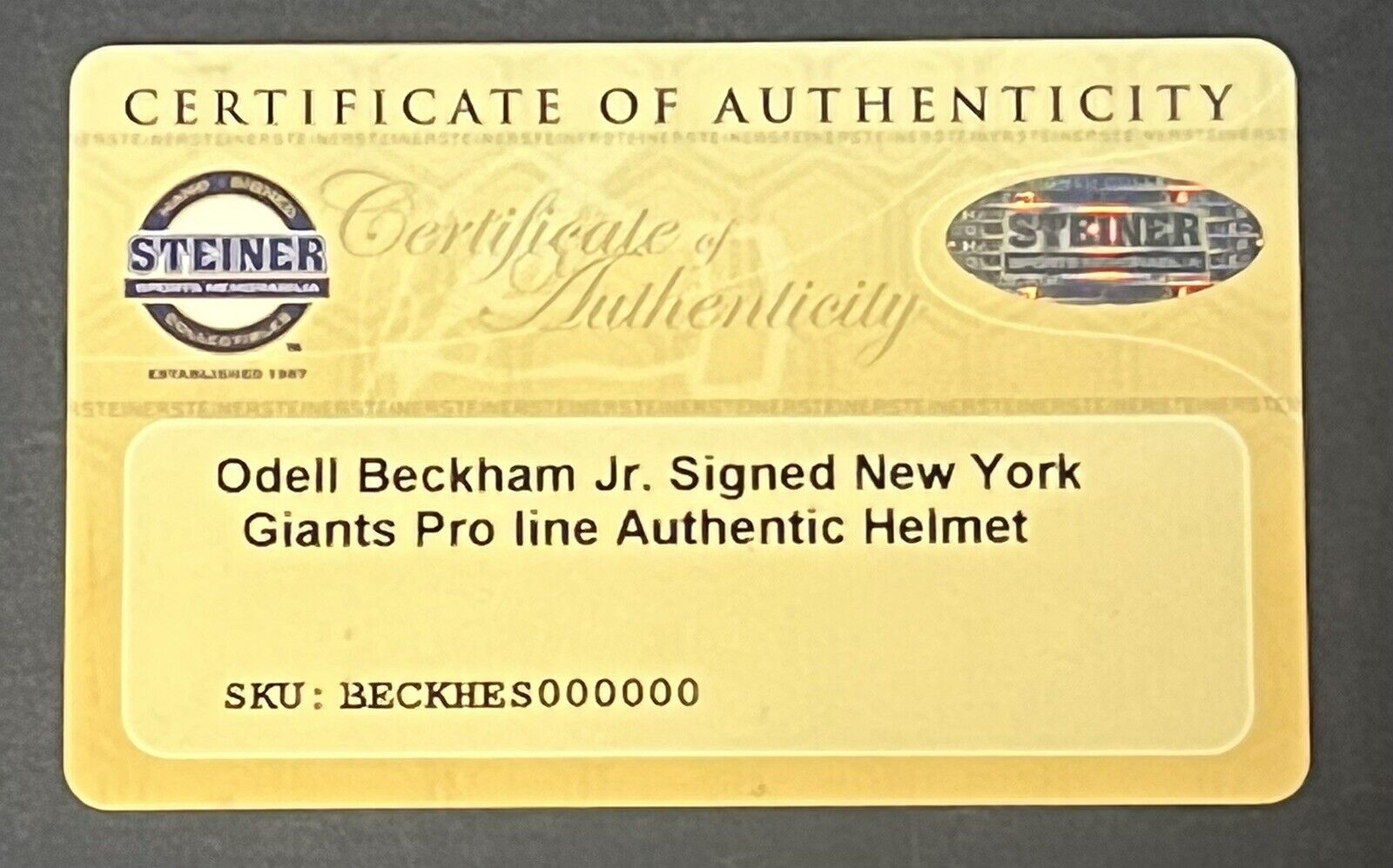 Odell Beckham Jr Signed NY Giants FS Pro Line Helmet Autograph