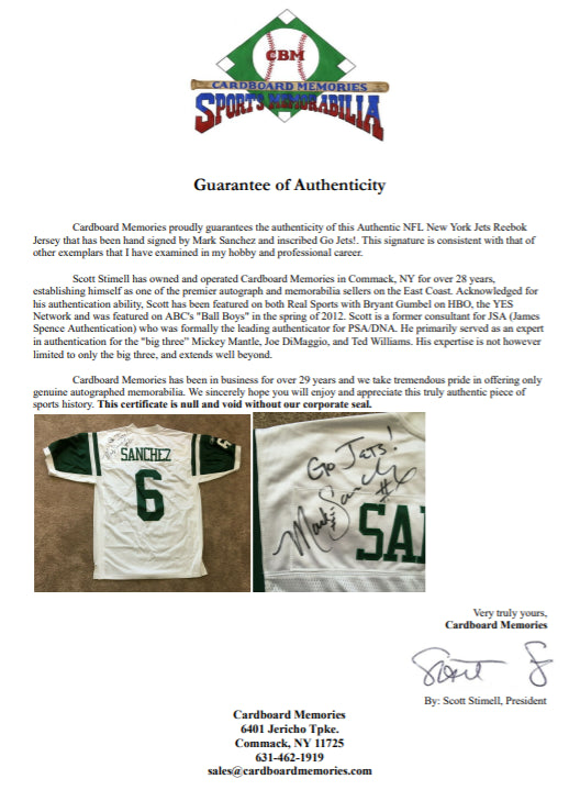 Mark Sanchez signed Authentic Reebok NY Jets Jersey Autograph INS CBM COA Image 8