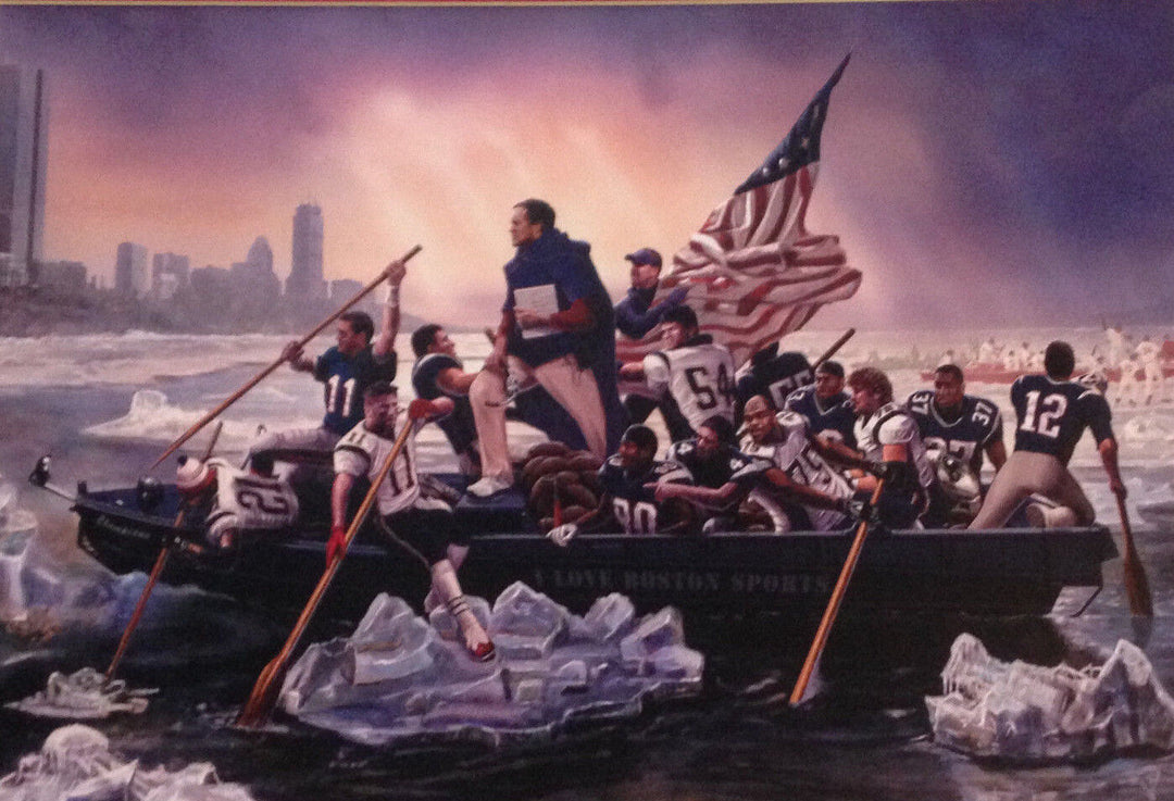 Patriots Boston crossing the charles 16x20 litho photo framed Tom Brady SB mvp Image 2