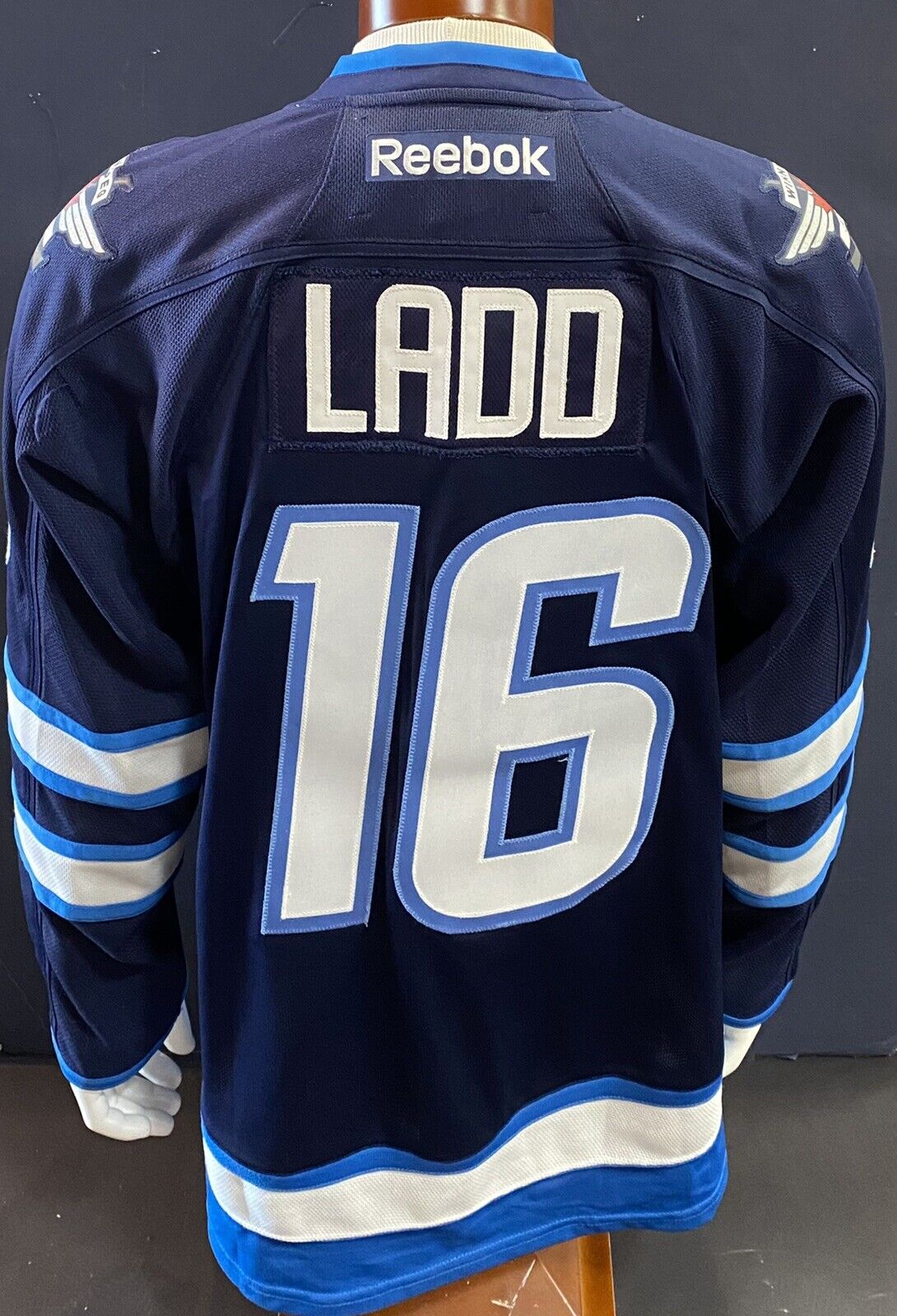 Andrew Ladd Authentic Reebok Winnipeg Jets Blue Jersey NHL Official Stitched L