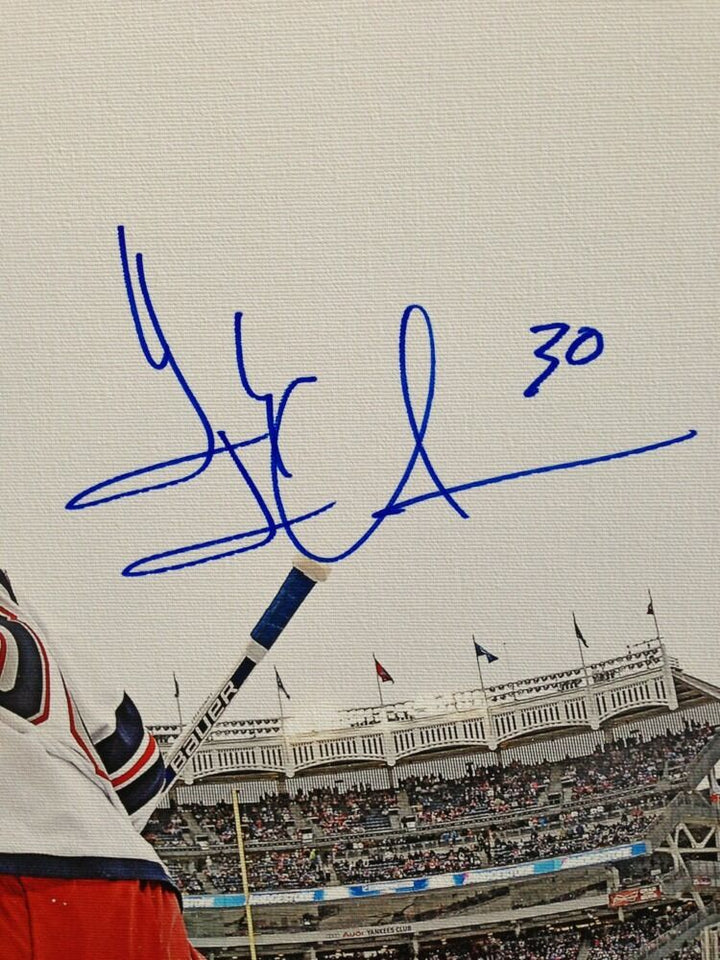 Henrik Lundqvist Signed Framed Canvas Rangers Yankee Stadium Net Cam Steiner Image 2