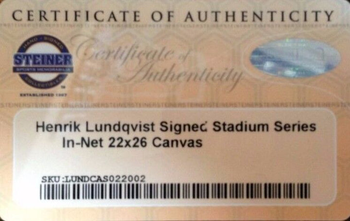 Henrik Lundqvist Signed Framed Canvas Rangers Yankee Stadium Net Cam Steiner Image 6