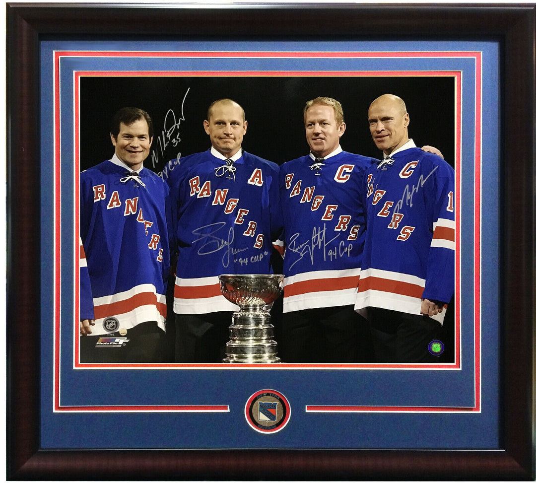 Mark Messier Richter Graves Leetch signed 94 Cup 16x20 photo framed auto steiner Image 1