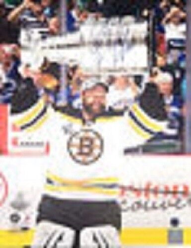 Tim Thomas Signed Boston Bruins Stanley Cup 16x20 Photo Holding the Trophy COA Image 1