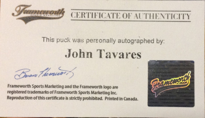 John Tavares Islanders Signed 1st Pick Draft Puck Autograph Frameworth Holo COA Image 3