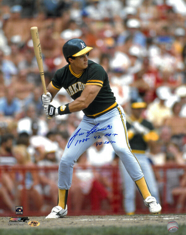 Jose Canseco signed Oakland A's 16x20 Photo 1988 42 HR's & 40 SB's- MAB Hologram Image 1