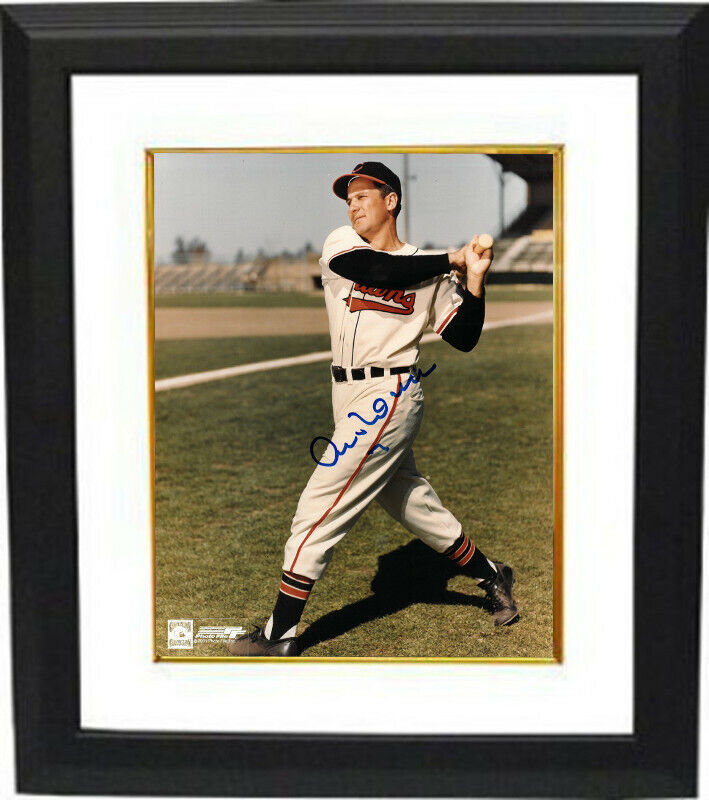 Al Rosen signed Cleveland Indians MLB 8x10 Photo Custom Framed #7 (swing) Image 1