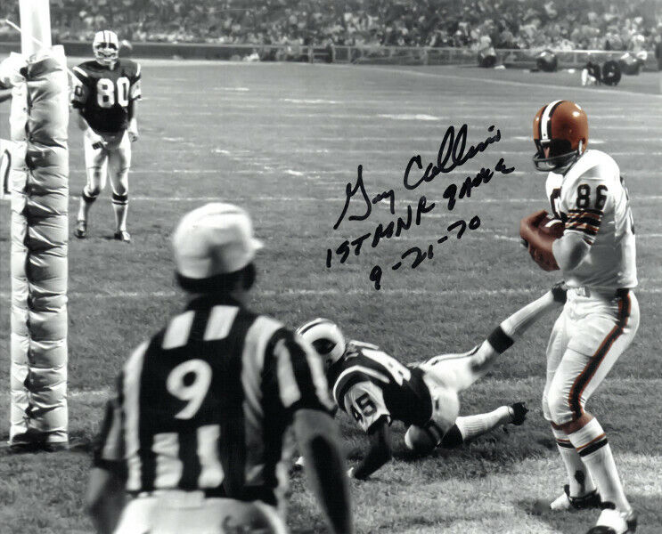 Gary Collins signed Cleveland Browns Spotlight 8x10 Photo 1st MNF Game 9-21-70 Image 1