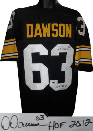 Dermontti Dawson signed Black TB Stitched Pro Style FB Jersey #63 & HOF 2012 XL Image 1
