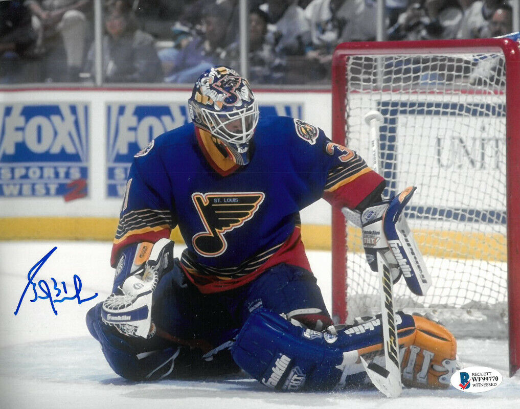 Grant Fuhr signed St. Louis Blues  Hockey 8x10 Photo #31- Beckett Witnessed Image 1