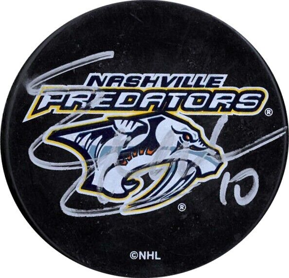 Martin Erat signed Nashville Predators Logo Hockey Puck #10- JSA #RR76690 Image 1