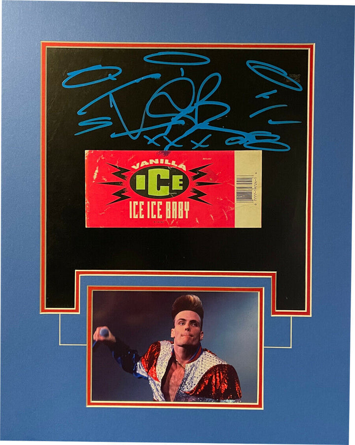 Vanilla Ice signed 1990 Ice Ice Baby Album Cover/6x8 Pic/Sketch Matted 16x20-JSA Image 2