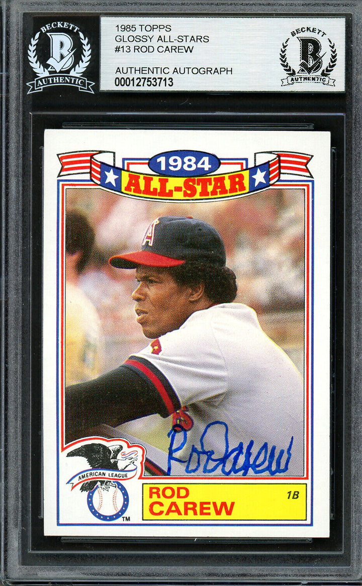 ROD CAREW AUTOGRAPHED 1985 TOPPS ALL STAR SET CARD #13 ANGELS BECKETT 193243 Image 6