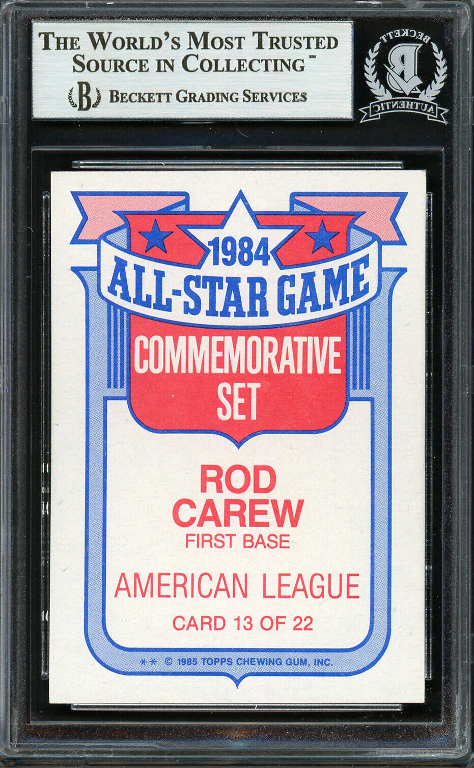 ROD CAREW AUTOGRAPHED 1985 TOPPS ALL STAR SET CARD #13 ANGELS BECKETT 193243 Image 7