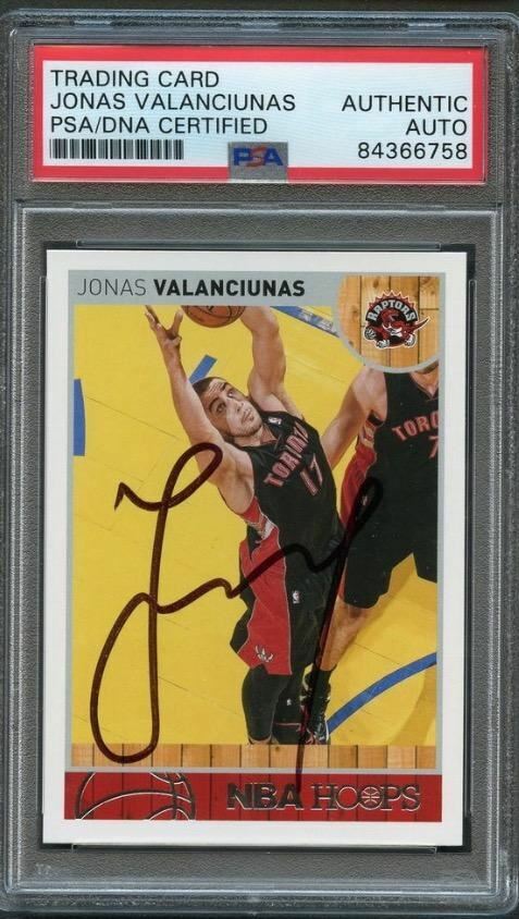 2013-14 NBA Hoops #161 Jonas Valanciunas Signed Card AUTO PSA Slabbed Toronto Ra Image 5