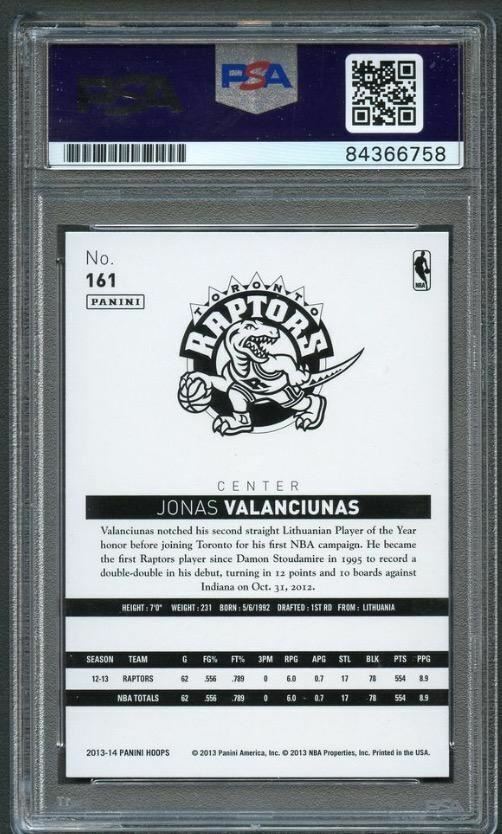 2013-14 NBA Hoops #161 Jonas Valanciunas Signed Card AUTO PSA Slabbed Toronto Ra Image 6