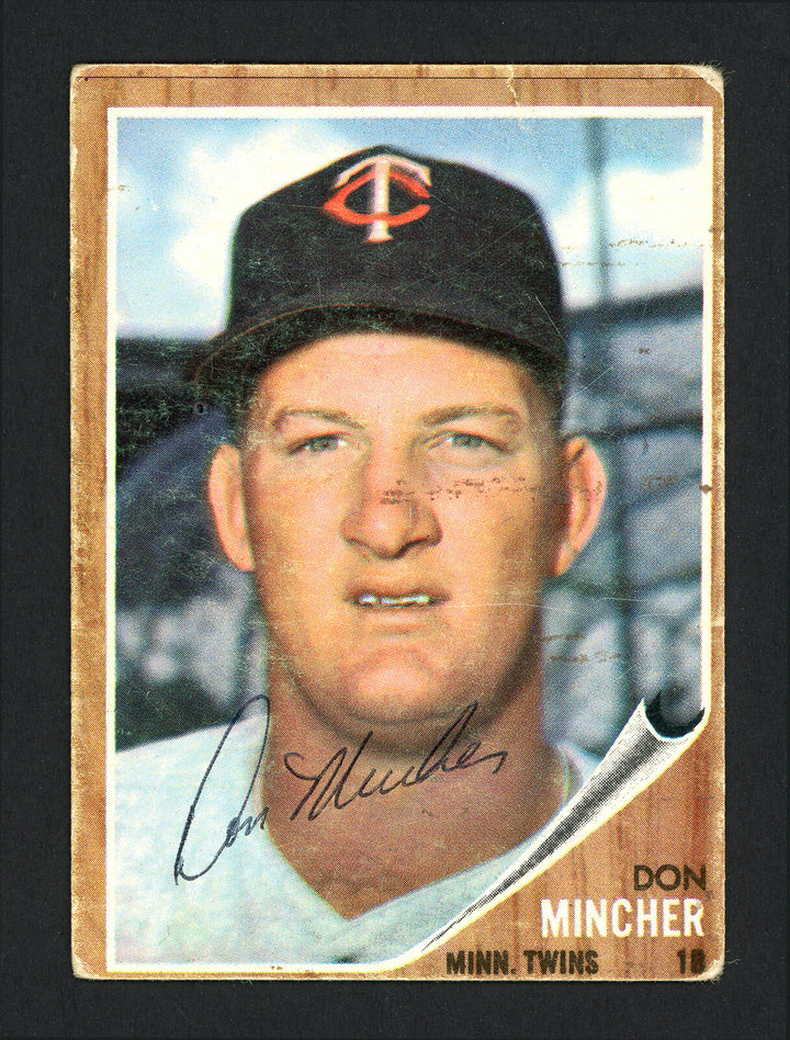 Don Mincher Autographed Signed 1962 Topps Card #386 Minnesota Twins 162118 Image 1