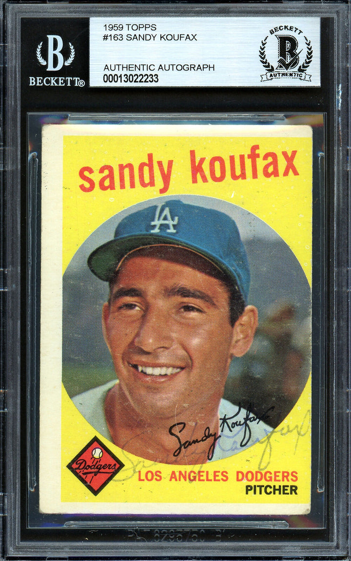 Sandy Koufax Autographed 1959 Topps Card #163 Dodgers Vintage Beckett #13022233 Image 1