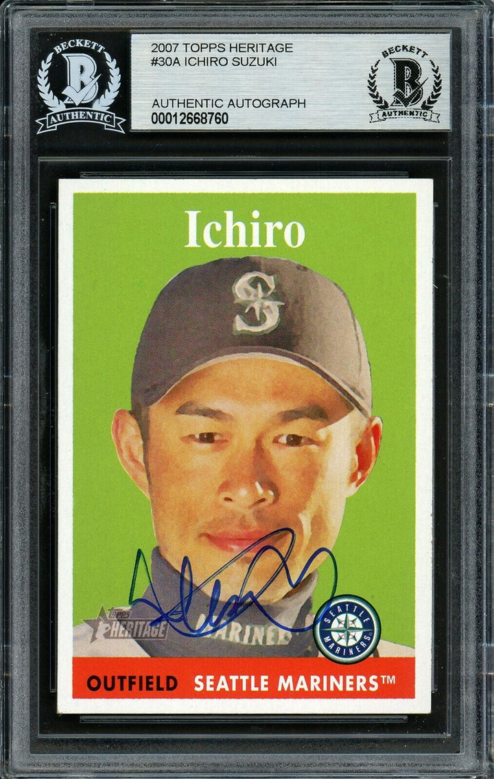 Ichiro Suzuki Autographed 2007 Topps Heritage Card #30 Mariners Beckett 12668760 Image 1