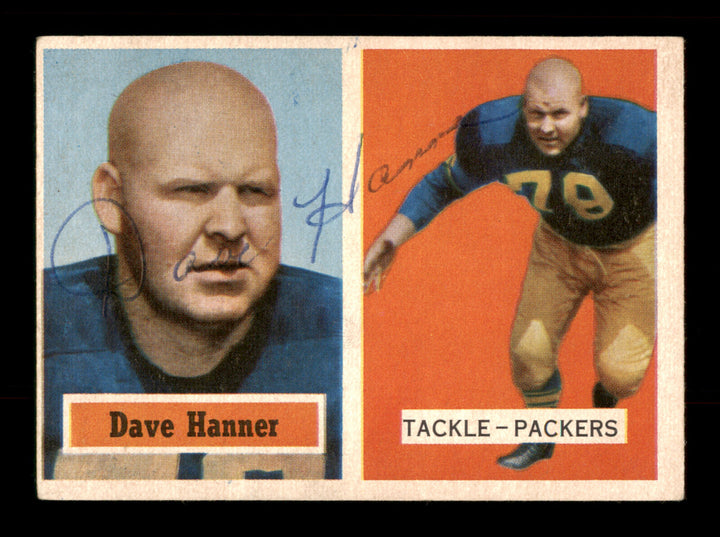 Dave Hanner Autographed Signed 1957 Topps Card #21 Green Bay Packers SKU #198069 Image 1