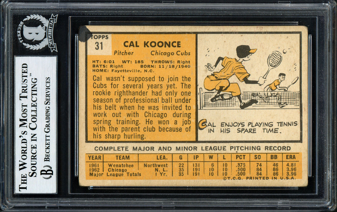 Cal Koonce Autographed Auto 1963 Topps Card #31 Chicago Cubs Beckett 12056839 Image 2