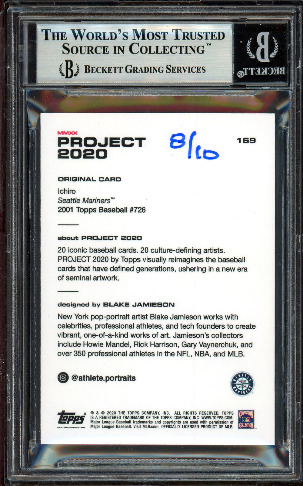 Ichiro Suzuki Auto Topps Project 2020 Blake Jamieson Card 8/10 Beckett 13714093 Image 3