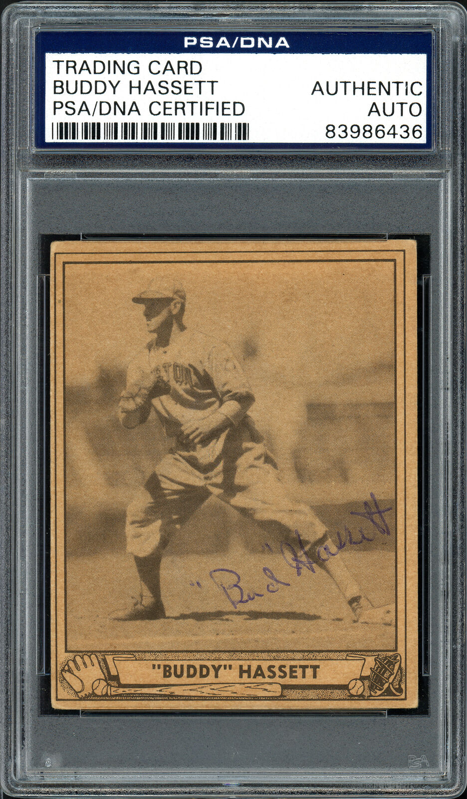 Buddy Hassett Autographed 1940 Play Ball Card #62 Boston Bees PSA/DNA 83986436 Image 2