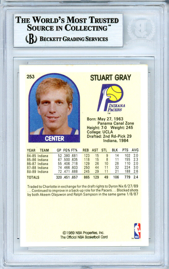 Stuart Gray Autographed Signed 1989-90 Hoops Card #253 Pacers Beckett 10739131 Image 3