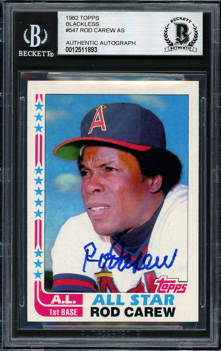 ROD CAREW AUTOGRAPHED SIGNED 1982 TOPPS ALL STAR CARD #547 ANGELS BECKETT 186117 Image 3